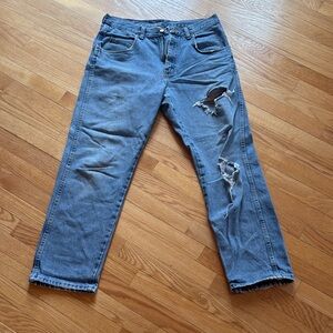 Men's Distressed Blue Jeans